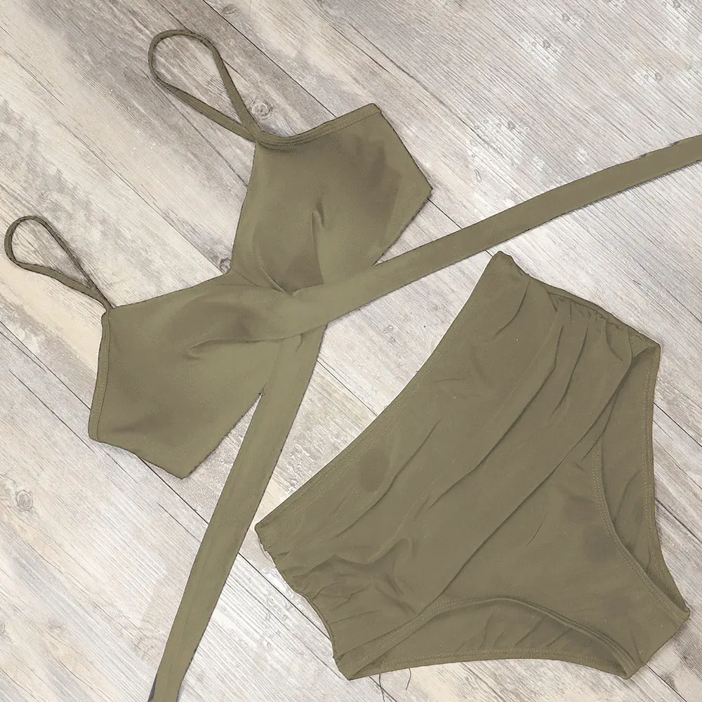 Купальник-бикини с высокой талией и эффектом пуш-ап женский сексуальный