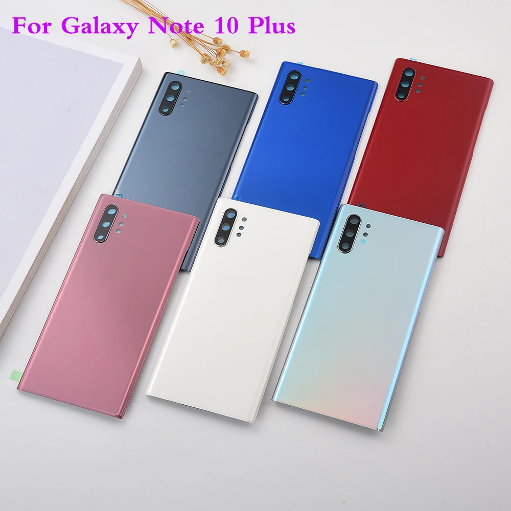 Задняя крышка аккумулятора для Samsung Galaxy Note 10 Plus N975 Note 10 + Сменное заднее стекло для Galaxy Note10Pro N975F + объектив камеры
