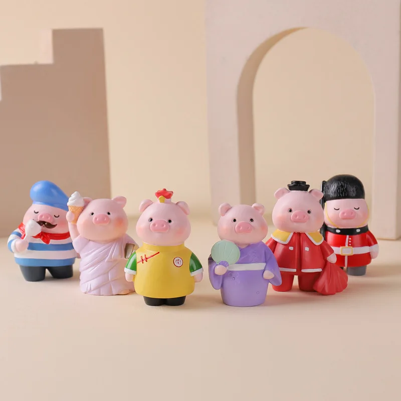 

Creative Cute Global Travel Piglet Resin Crafts Ornaments Car Mounted Decorations Household Tabletop Decorations