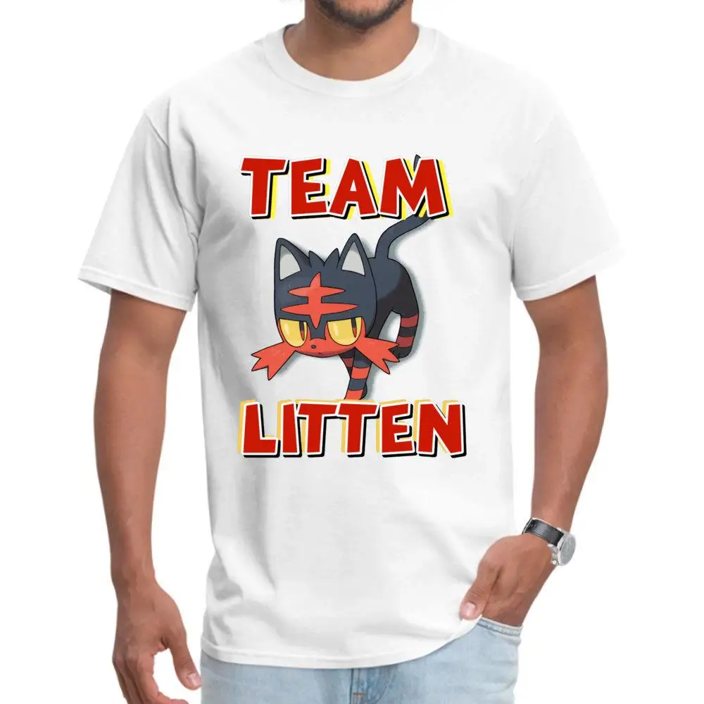 

Team Litten ! T-shirts for Men Father Day Tops Shirt Faddish Summer TShirt Round Neck Cute Cat Tees