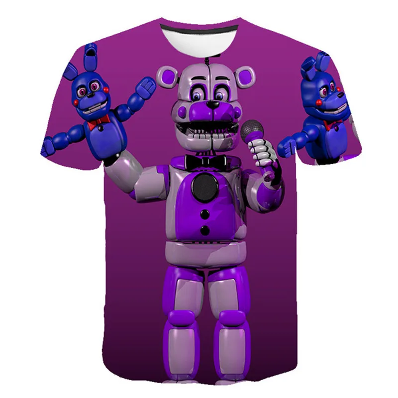 

2022 Summer Boys Game Night at Freddy T Shirt Cartoon Baby T-shirts Short Sleeves Print Children Clothing Kids Clothes Tee Tops