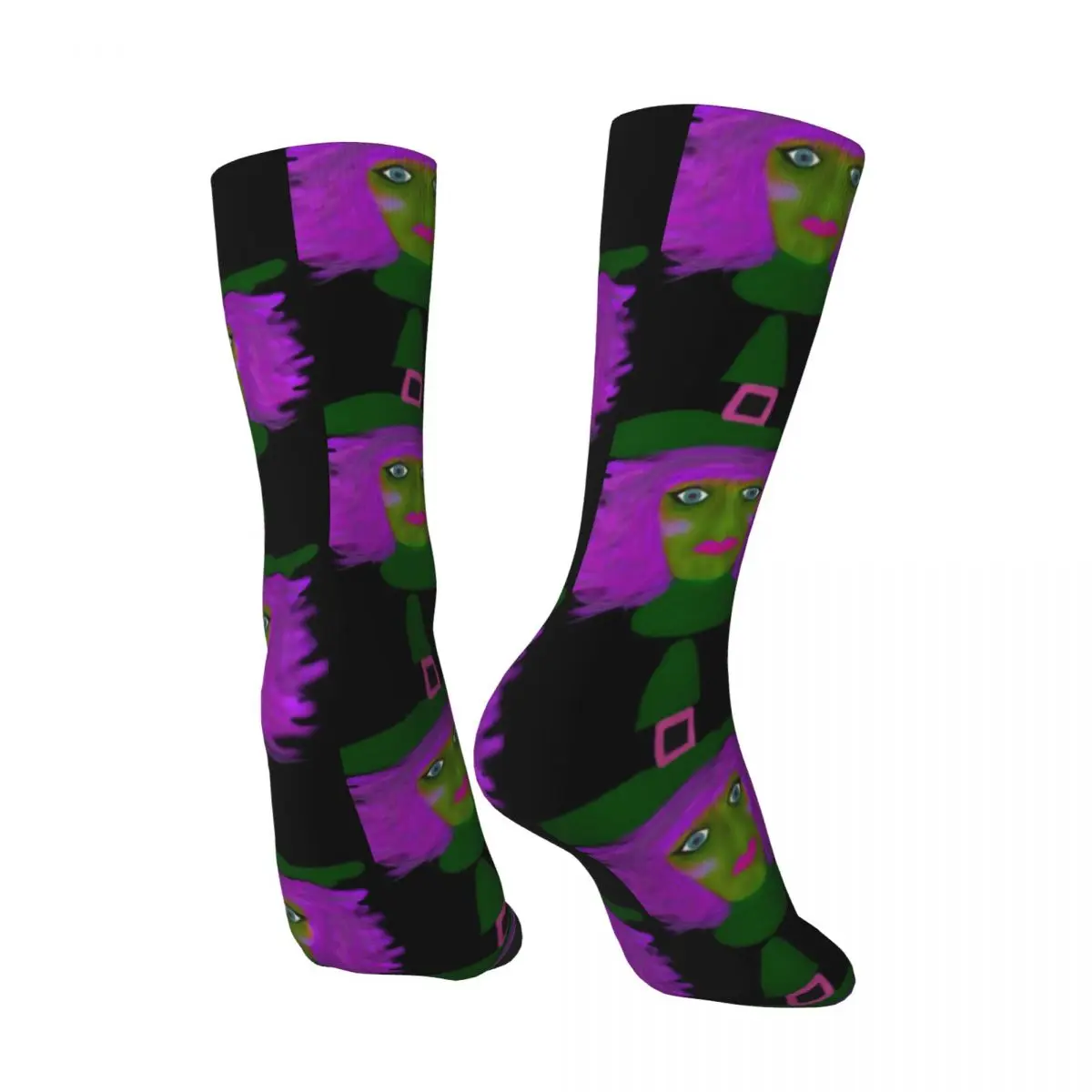 Милые чулки ведьмы на Хэллоуин унисекс носки с мультяшным принтом дышащие