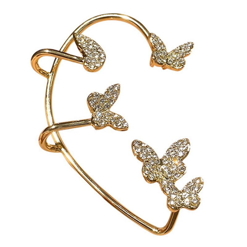 

Искусственные бриллиантовые бабочки, подвесные одинарные простые серьги без проколотых сережек, новые модные стильные серьги для женщин