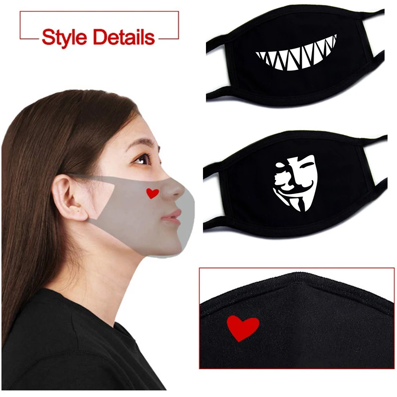 

Хлопковая смешная моющаяся маска для рта Пылезащитная маска для лица маска для рта мультяшное лицо Женская модная смайлика