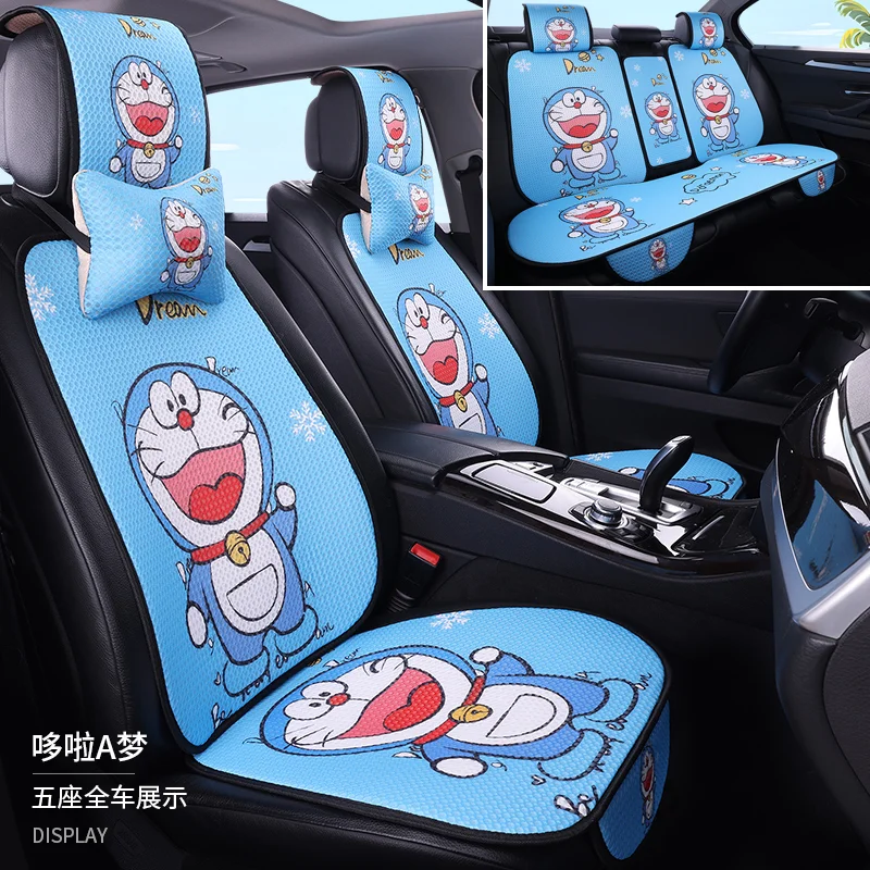 Фото Подушка для автомобильного сиденья Doraemon, милая мультяшная индивидуальная льняная дышащая подушка для четырех сезонов, новая сотовая летняя крутая подушка для сиденья №4