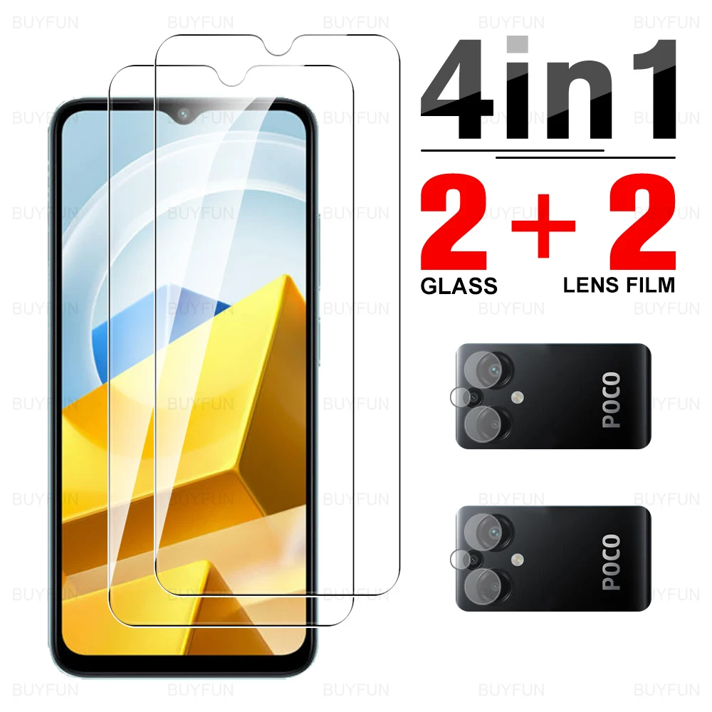 

Закаленное стекло 4 в 1 для Xiaomi Poco M5, устойчивое к царапинам защитное стекло для Poco Poko Poxo M5 4G, 6,58 дюймовая пленка для объектива камеры