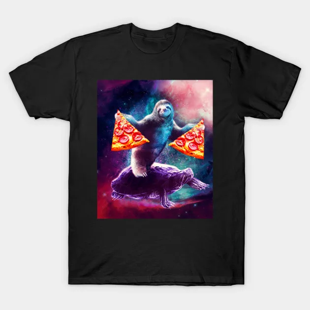 

Men t-shirt Funny Space Sloth With Pizza Riding On Turtle By Skylerjhill Tshirt Women T Shirt Men Cotton Tees Harajuku