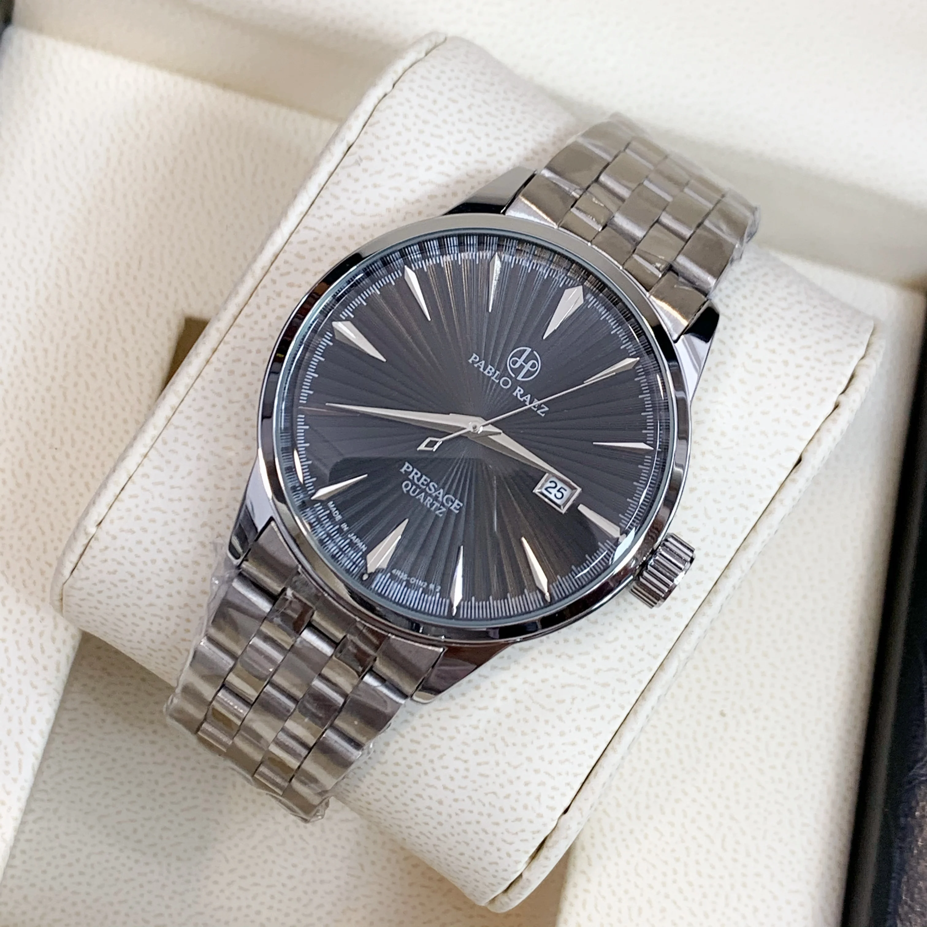 

PABLO RAEZ Sweeping Hand Mens Fashion Watch Top Style Date Wristwatch Waterproof Business Stainless Steel Sport Male Dress Clock