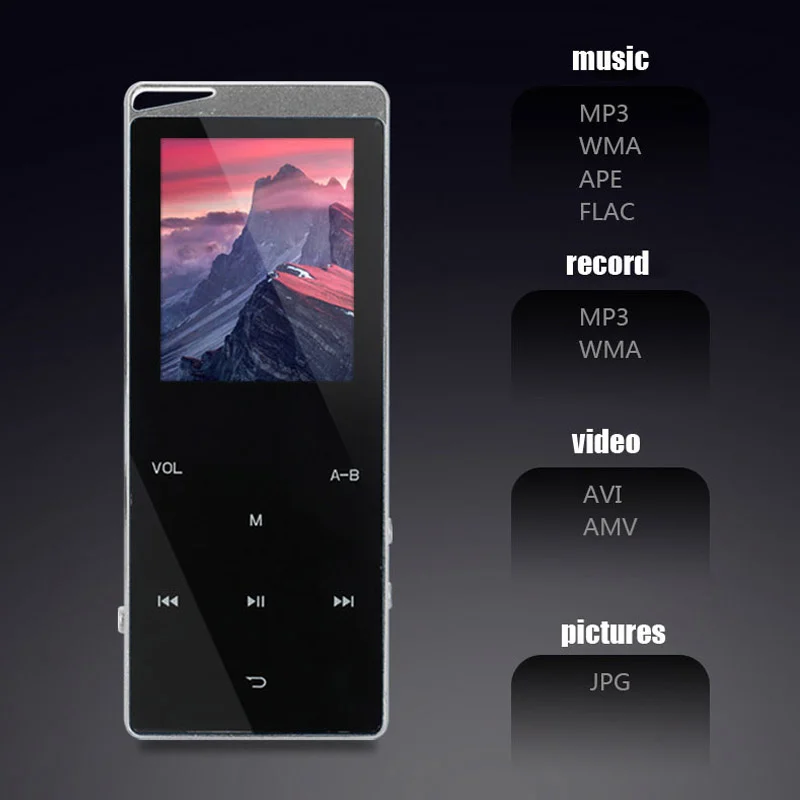

Luxury Metal MP4 Player Bluetooth Player Portable Slim MP3 MP 4 Media 2 inch Touch Key FM Radio 16GB Music Player Gift Genuine