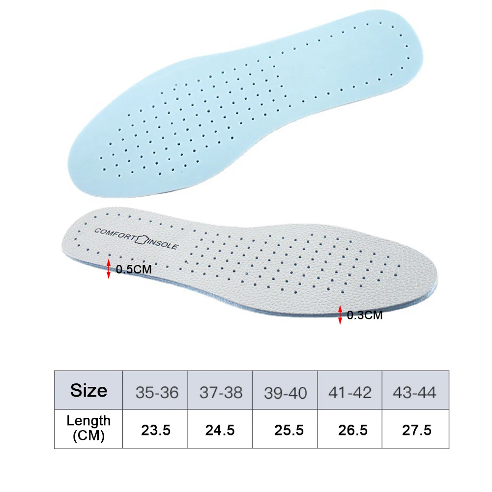 Leather Latex Insoles For Feet Shock Absorption Deodorant Shoes Pad Elastic Breathable Running Sneakers Cushion For Men Women