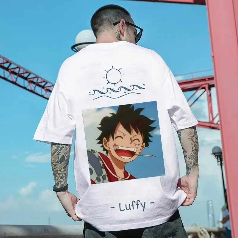 

New 8X Summer Fashion Short Sleeve Men's T-Shirt Loose Running Cartoon Anime Character Printing Men's Unisex T-shirt Couple Tops