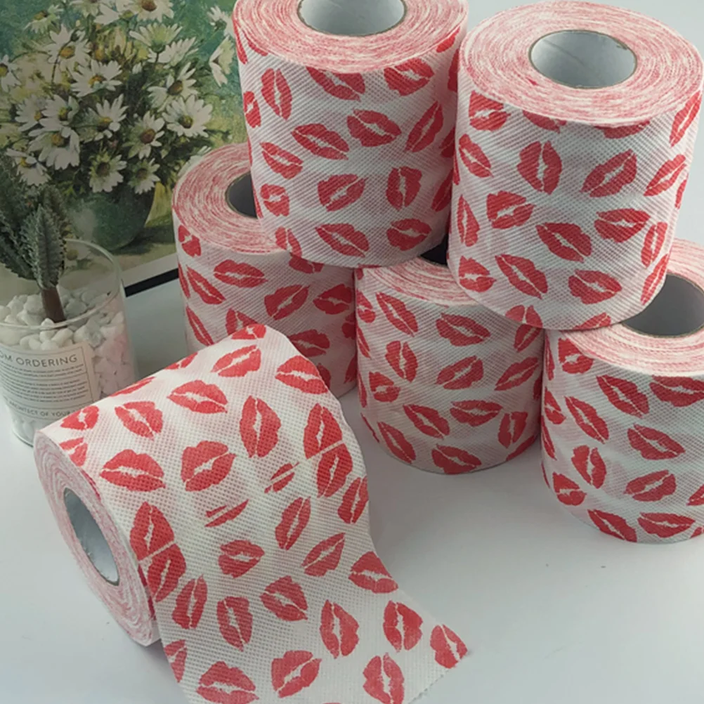 

Red Lipstick Printed Roll Paper Napkin Restaurants Napkins Towels Pattern Tissue Web Food Grade Green Ink Home Christmas Hand