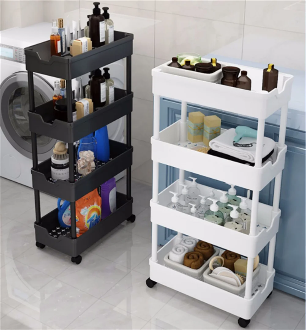 

Shelves 3 Storage Multifunction Cart Easy Trolley Cart 4-tier Wheels Rolling For Storage Kitchen Assembly With Utility Bathroom,