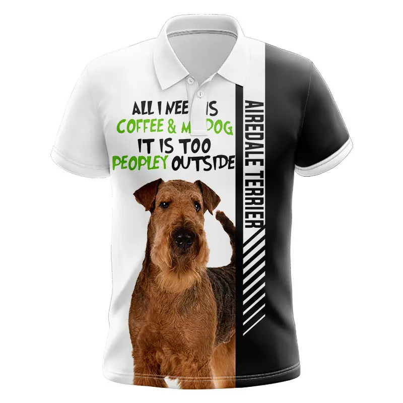 

Модная красочная рубашка-поло с 3D принтом животных Airedale Terrler Dog, мужская рубашка-поло для отдыха, топы унисекс, уличная одежда/футболка, Пляжн...