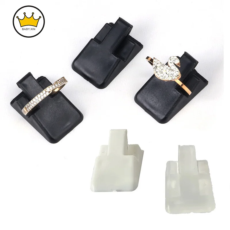 

20Pcs Mini Ring Holder Stand Plastic Ring Jewelry Display Rack Ring Storage Organizer Shelf Ring Decoration Clip Stand