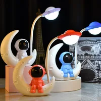 Astronaut Moon Nightlight USB Cute Ornament Lamp LED Bedside Desk Lamp Kids Birthday Gift for Living Room Party Atmosphere Light