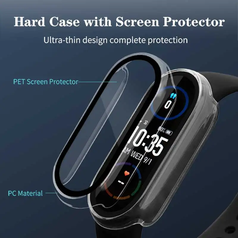 2in1 Screen Protector Case+3D Film for Xiaomi Mi Band 7 6 5 4 3 Full Cover Protective Shockproof Frame Cover for Miband 6 7 NFC