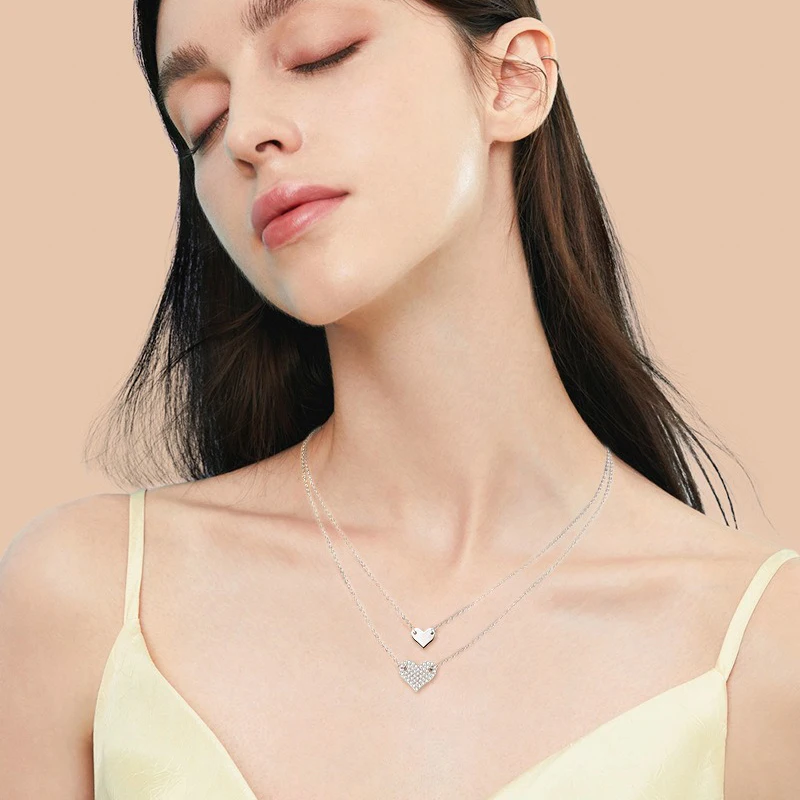 Nabest женское ожерелье из стерлингового серебра 925 пробы с двойным сердцем подарок