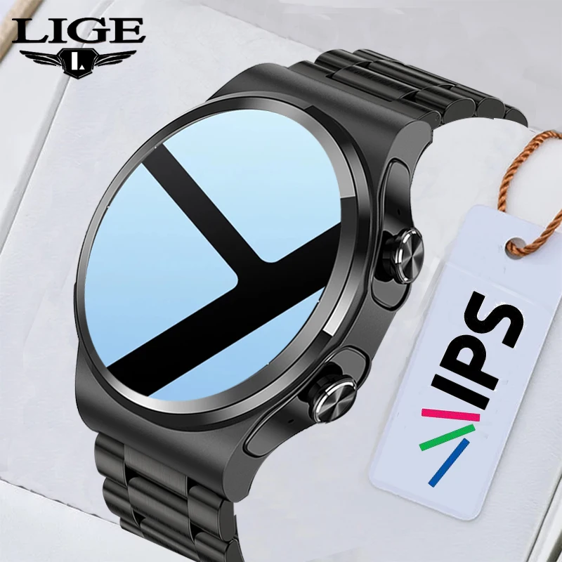 

LIGE TWS Earphone Smart Watch Men Music Player Waterproof Watches Heart Rate Monitor Full Touch Sport Smartwatch For Android ios