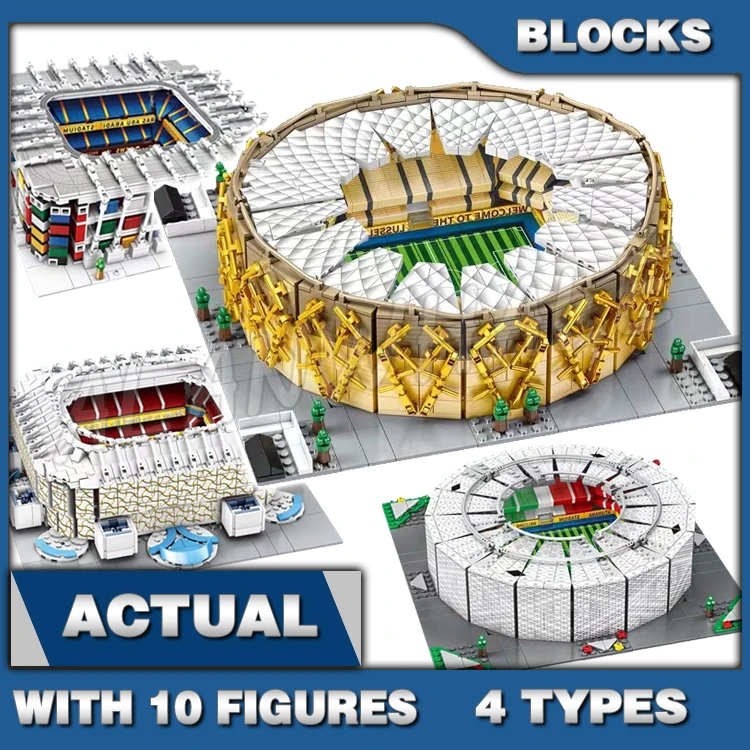 

4Types Sports Football Field Soccer Lusail Acumama Ali Ras Abu Stadiums Grand 6770 Building Block Sets Compatible With Model