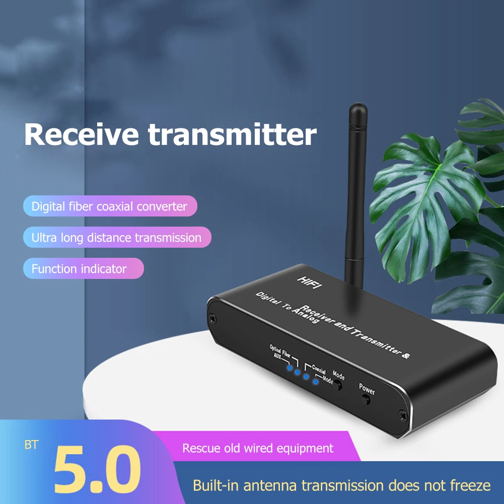 

Bluetooth-compatible 5.0 Receiver Transmitter Dongle Digital Optical Coaxial Toslink to Analog Wireless Audio Converter Adapter