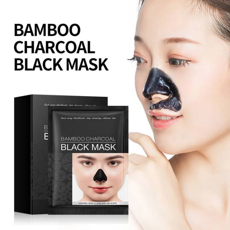 

Маска для носа с бамбуковым угольным напылением, маска для удаления черных точек на носу, наклейка в коробке, глубокое очищение, усадка поры, акне, уход за кожей лица