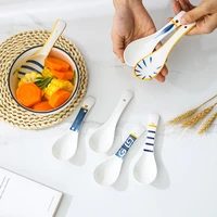 japanese tableware ceramic small soup spoon household porridge drink soup spoon creative daily use porcelain kitchen accessories