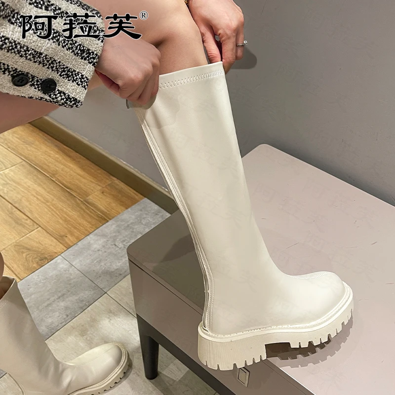 Женские лакированные кожаные сапоги на платформе новинка 2022 зимние Челси до