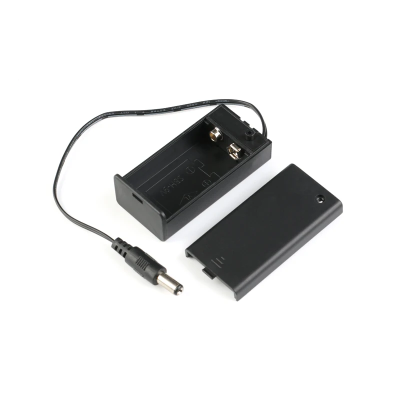 9V Батарейный держатель Box Универсальный аккумуляторный кейс с переключателем открытой крышкой DC 2.1*5.5 Плагиновый кабель.