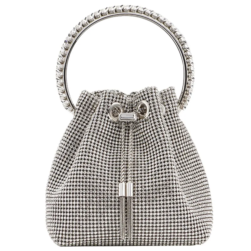Женские сумочки со стразами серебристая Роскошная элегантная маленькая