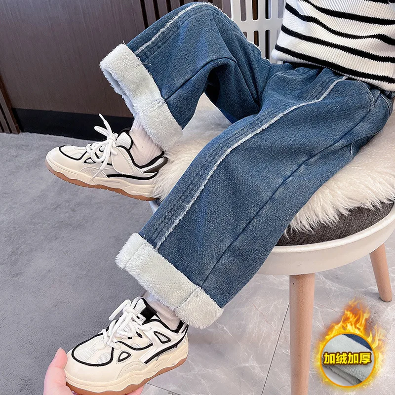 

Autumn Winter Thicken Girls Jeans New Fashion Loose Denim Pants For Girls Trousers Casual Kids Pants 2-7 Years Children Clothing