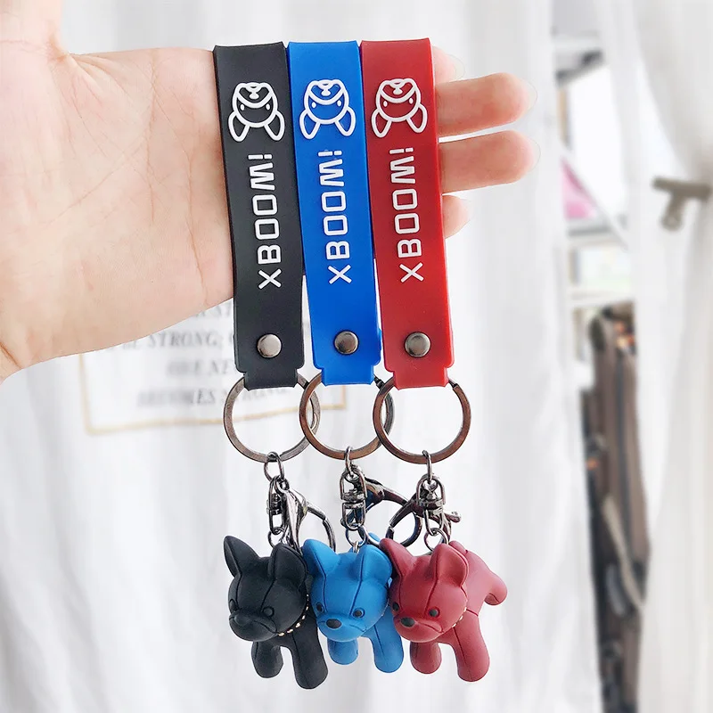 

Cute Dog Keychain Bag Pendant Resin Fighting French Bulldog Keyring Colorful Car Anime Key Chains For Women Trinket Jewelry Gift