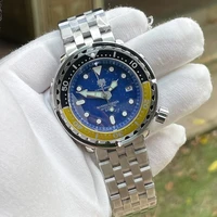 tuedix waterproof selfwinding men wristwatch blue dial tuna seiko nh35a movement sapphire crystal alloy insert steel band