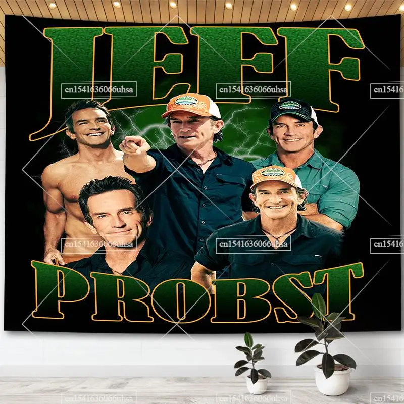 

Jeff Probst Vinatge Tapestry Aesthetic Room Decoration Retro 90's Posters College Dorm Tapestries Wall Hanging Background Cloths