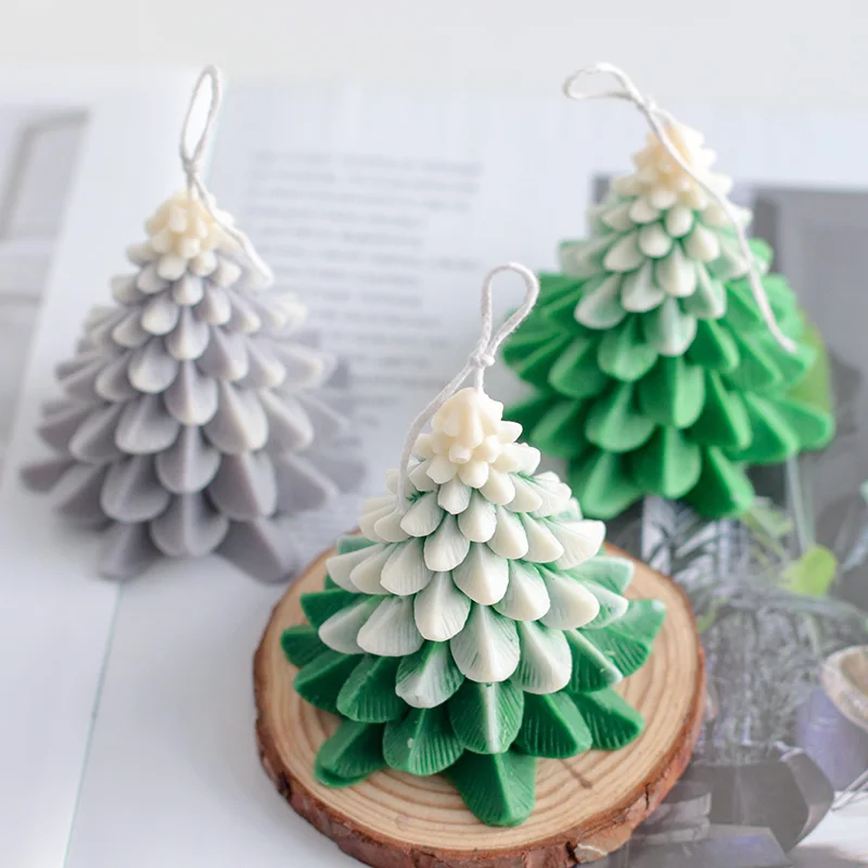 

3D Christmas Tree Silicon Mould DIY Pine Cedar Aromatic Candle Making Resin Soap Mold Christmas Gifts Craft Supplies Home Decor