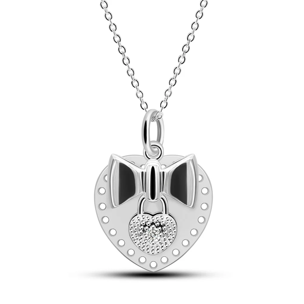 

ziqiudie 925 Sterling Silver fashion Heart Necklace with diamond-encrusted butterfly pendant collarbone chain Women's birthday