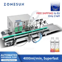 zonesun automatic desktop cnc water filler perfume juice milkr liquid filling machine with conveyor