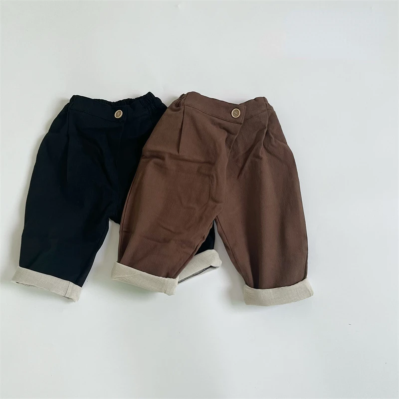 

Kids Pants Boy Girl Autumn Solid Color Loose Casual Trousers Children Ankle-length Pants for Baby Boys Pants Casual Harem Pants