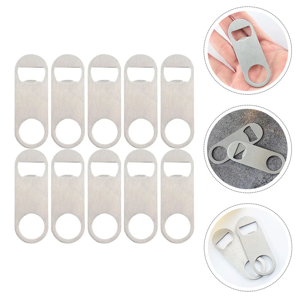 

10pcs Portable Beer Opener Beverage Opener Flat Bottle Opener Restaurant Bottle Opener