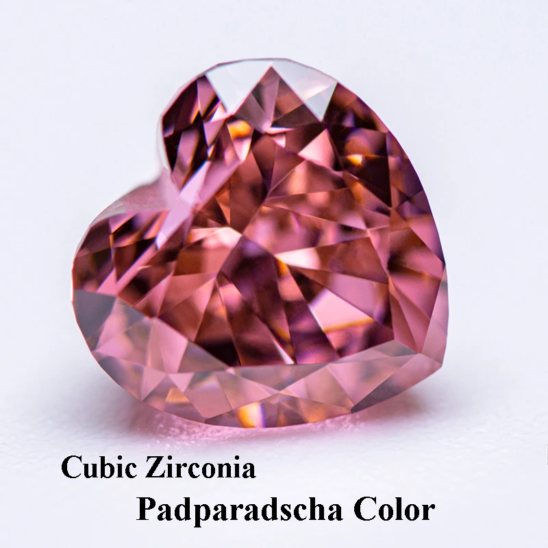 Кубический цирконий измельченный льд Padparadscha цвет подвески в форме сердца бусины