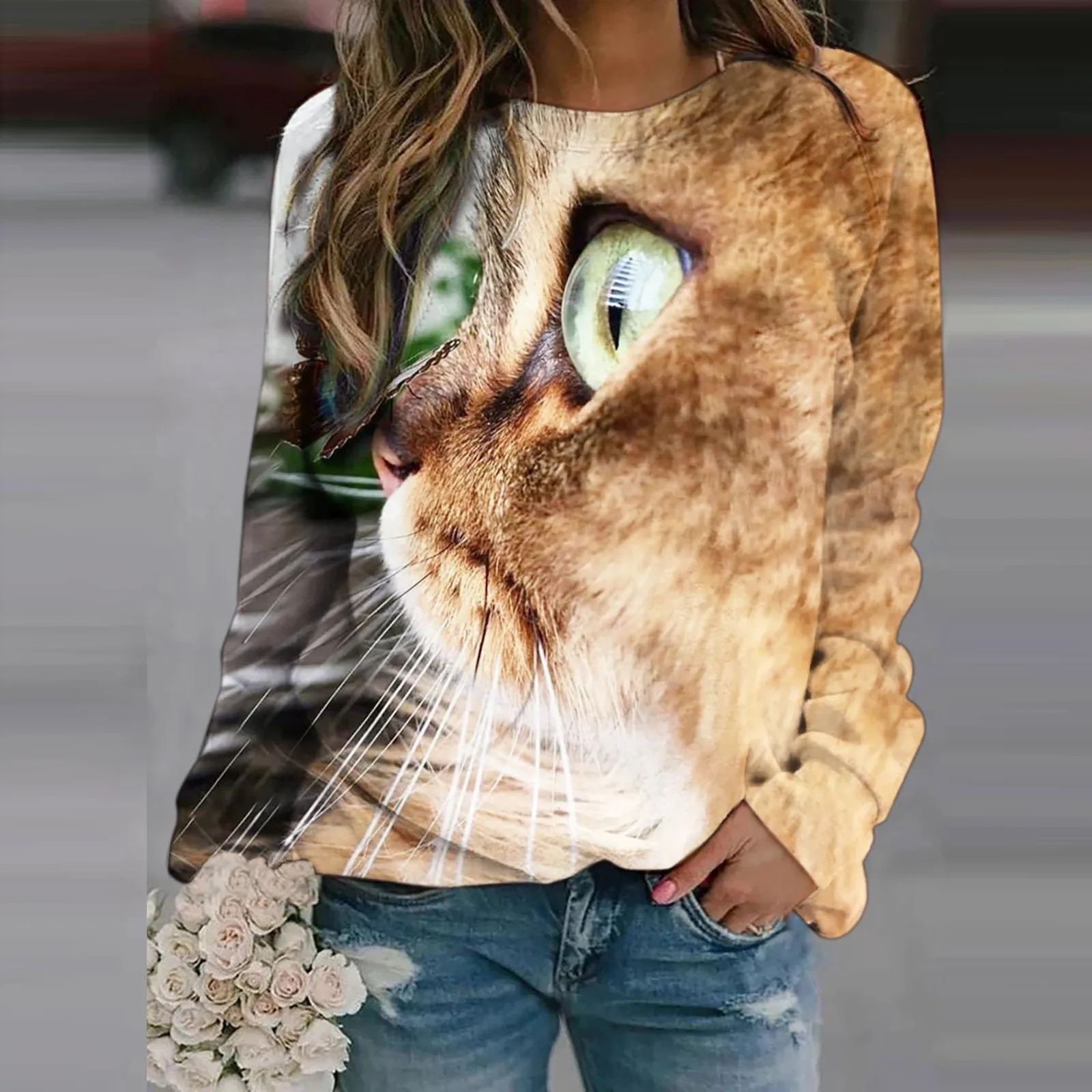 

Women's Casual Print Sweatshirts Thermal Crewneck Long Sleeve T-Shirts Top Blous Womens Button up Blouse 3x Shirts for Women