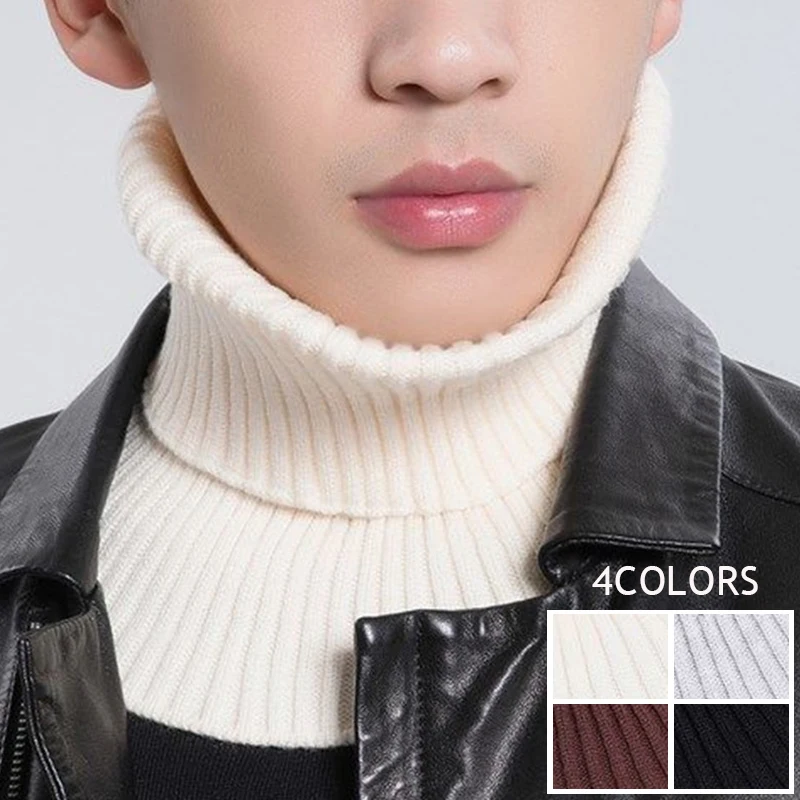 

Unisex Ribbed Knitted False Collar Winter Warm High Elastic Warm Scarf Collar Pure Color All-match Detachable Wrap Scarf