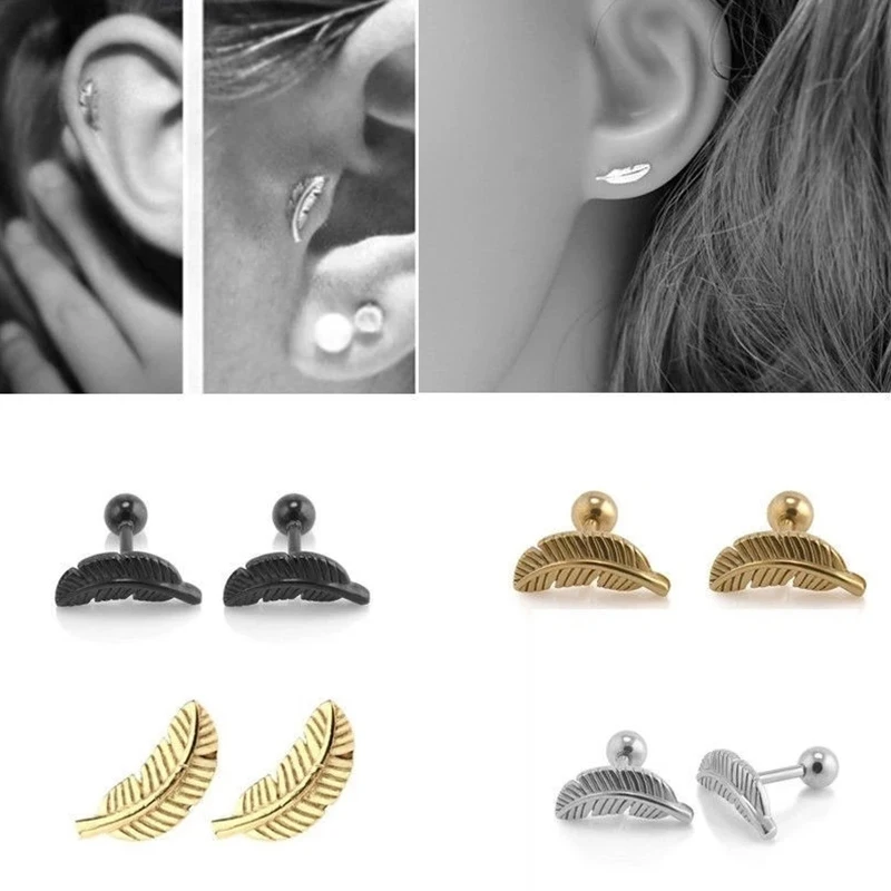 

Модные простые серьги-гвоздики с бусинами в форме листика для женщин