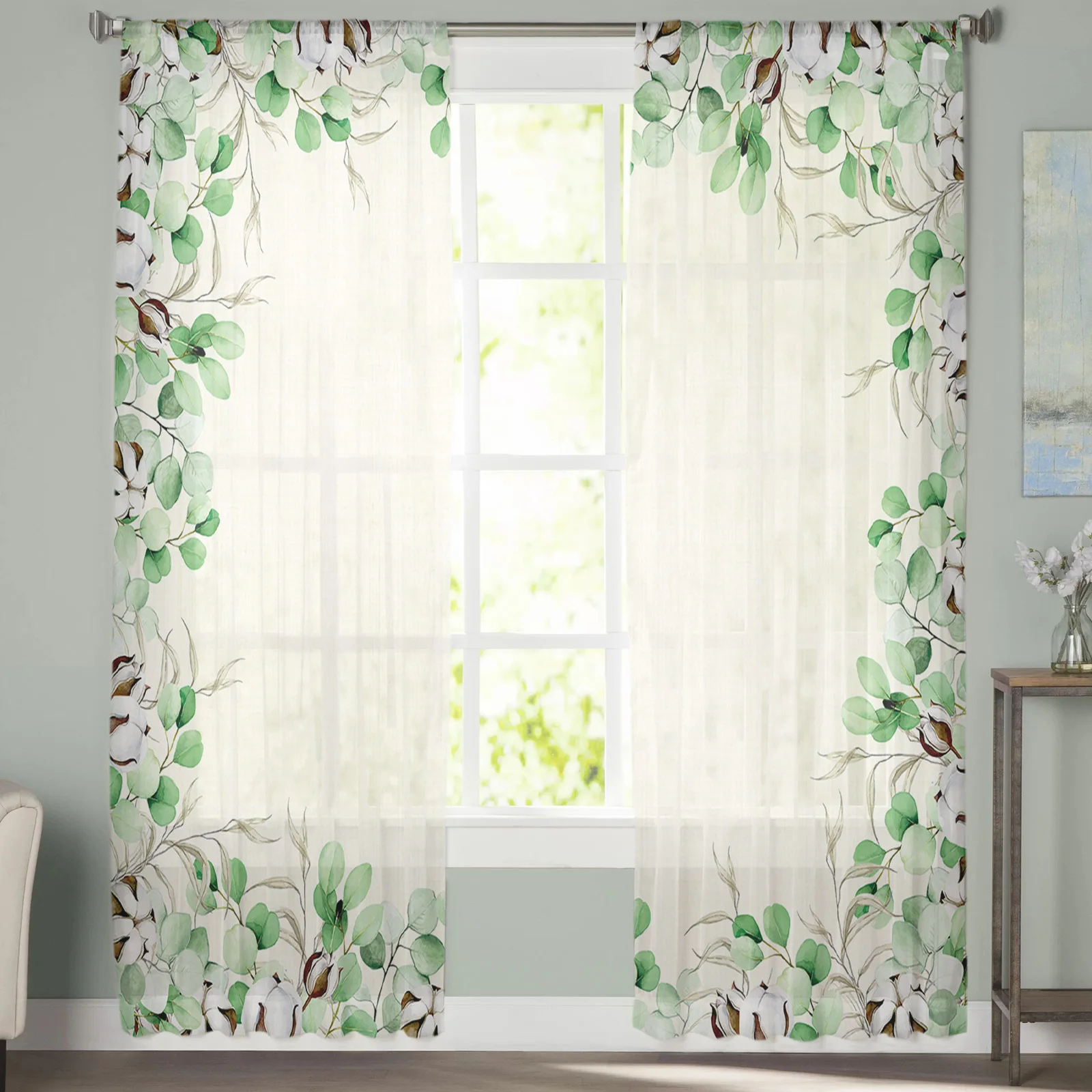 

Тюлевые шторы индиго с абстрактным геометрическим рисунком для гостиной, зеркальные декоративные прозрачные шторы