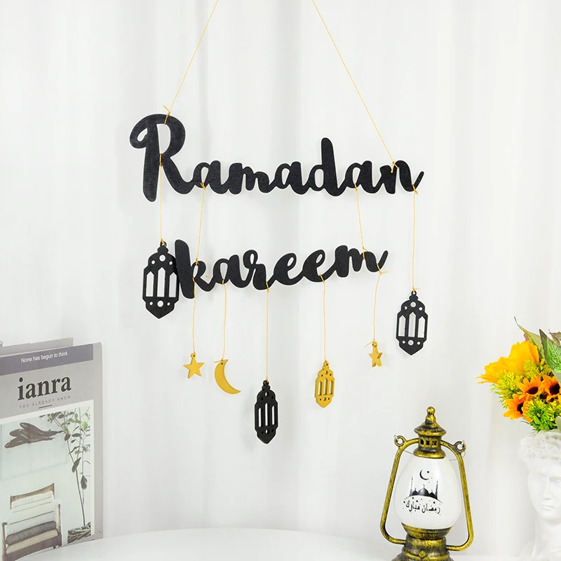 

Ramadan Kareem Wooden Letter Wall Pendant Eid Mubarak Decoration Stars Moon Hanging Ornament Muslim Islamic Festival Party Gifts