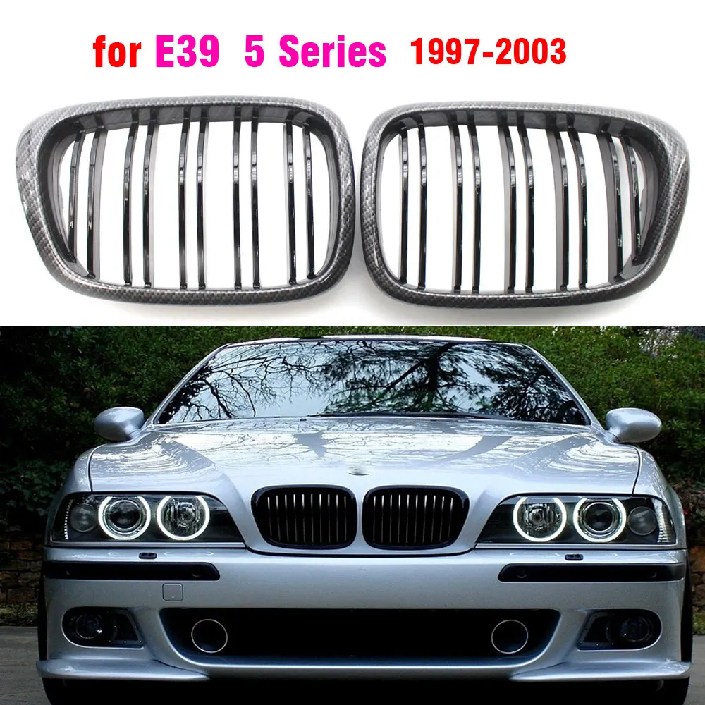 2pcs Style Car Front Black Wide Kidney Grille Grill for BMW E39 M5 series 1997 1998 1999 2000 2001 2002 2003 520i 525 530