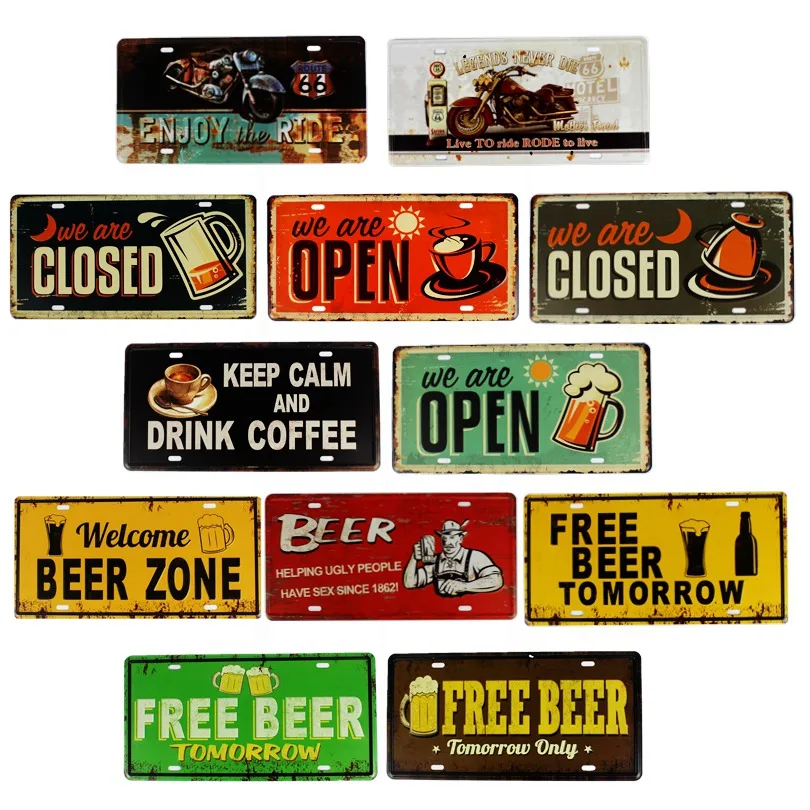 

Beer Tin Metal Signs license plate Vintage Plaque Painting Old Car Garage Pub Cafe Restaurant Shop Wall Decor 30X15CM B-102