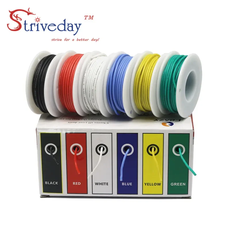 

NEW 18awg 30m/box 6 in a box mixed wire high quality flexible silicone wire and cable tinned copper wire