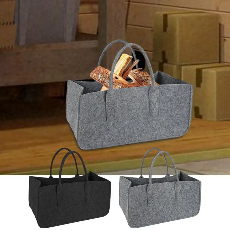 

firewood bag durable natural fiber made Simple Felt Firewood Bag Carrier multifunctional having Large capacity carrying bag