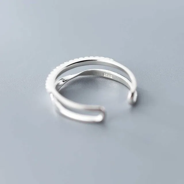 VINTAGE HOLLYWOOD★[925 Silver] Double Line Ring Original 925 Sterling Silver Double LInes Rings For Women